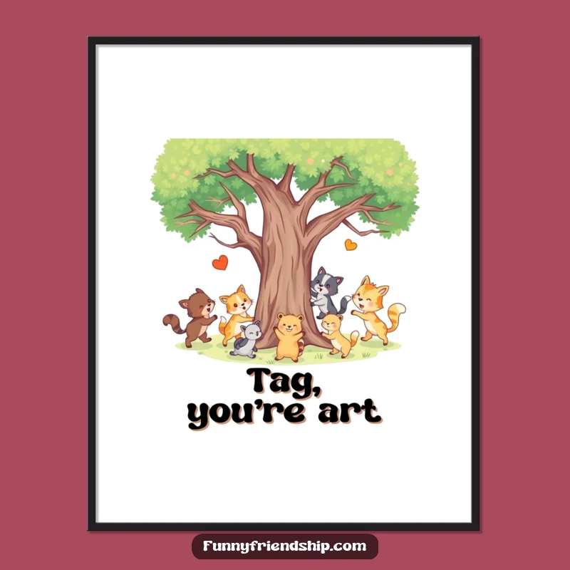 Funny Animal Tag Digital Art - Whimsical Forest Scene - Instant Humorous Gift