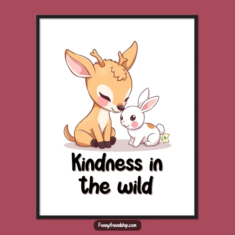 Funny Deer Digital Art Print: Gentle Nudge Friendship Decor, Instant Gift