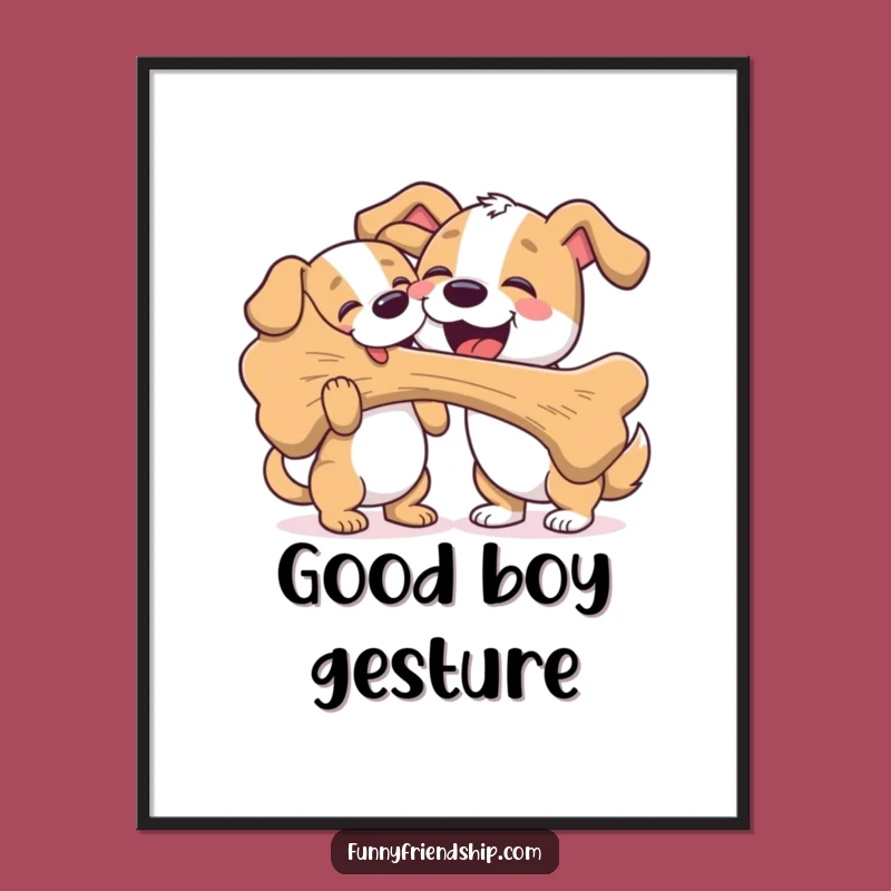 Funny Dog Bone Sharing Digital Art: Instant Download for Dog Lovers