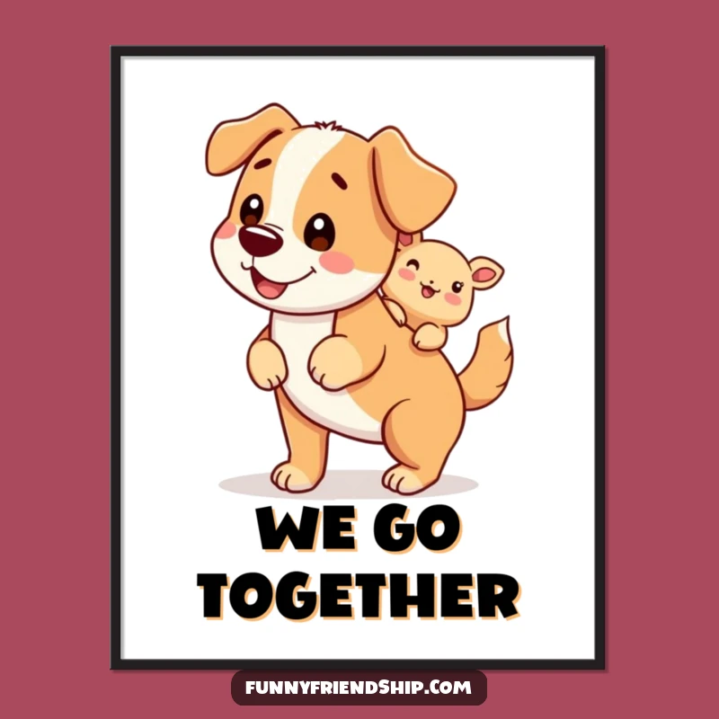 Funny Dog Piggyback Digital Art - Printable Character Ride Artwork for Walls