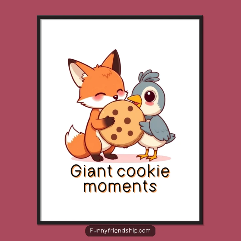 Funny Fox & Bird Cookie Digital Art: Instant Sweetness, A Hilarious Downloadable Funny Gift