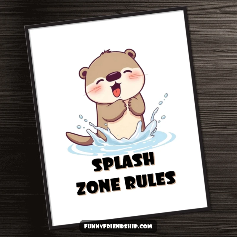 Funny otter digital art print featuring a playful otter character splashing water, delivering instant humor and joy.