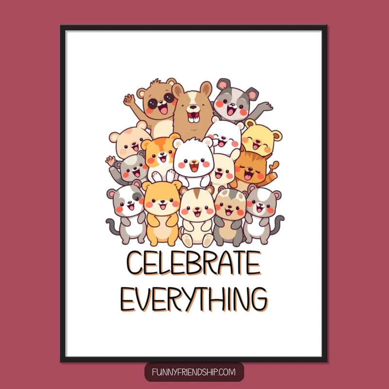 Funny Party Animals Digital Art: Celebration Scene Funny Gift