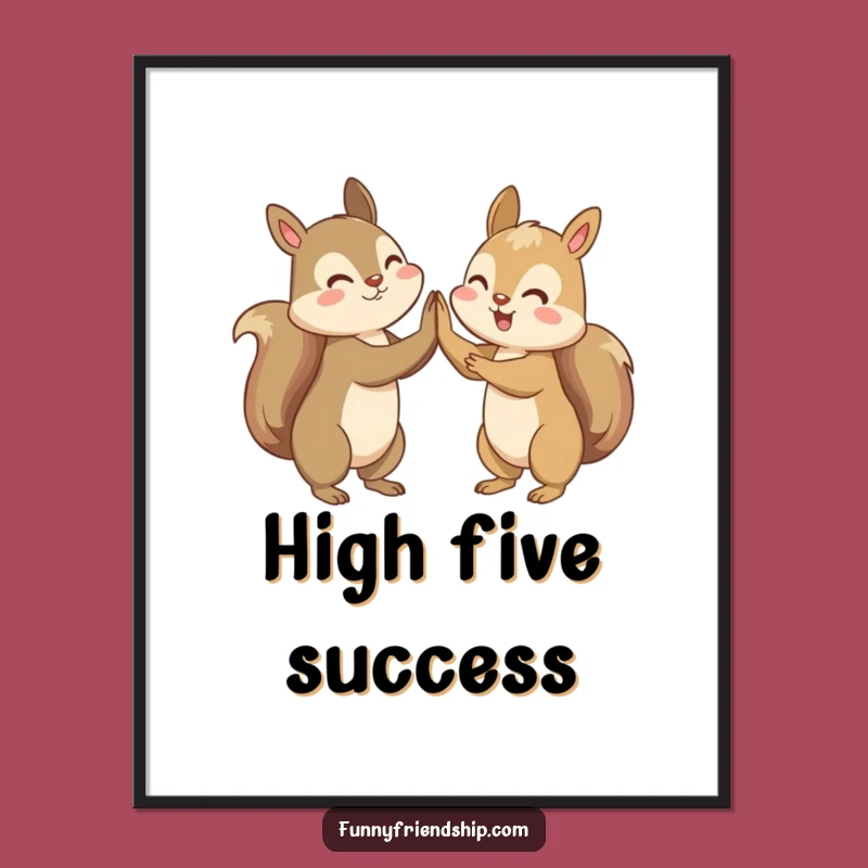 Funny Squirrel High-Five Digital Art: Instant Celebration for Walls