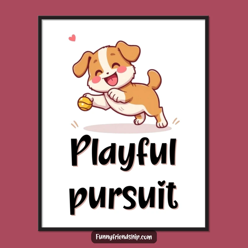 Funny Dog Fetch Digital Art: Instant Playful Decor for Dog Lovers