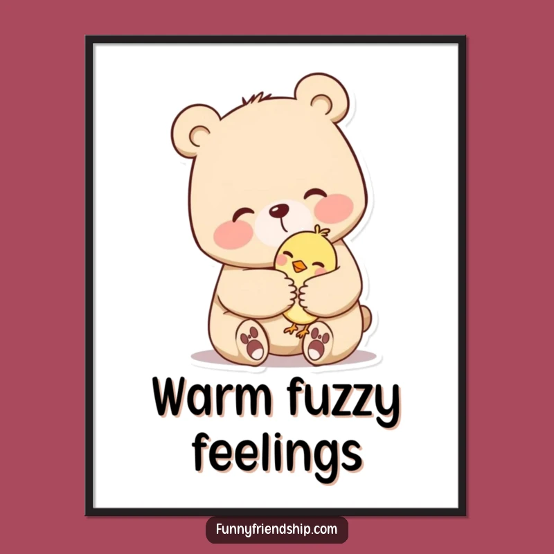 Funny Bear Hug Digital Art: Instant Comfort for a Perfect Gift