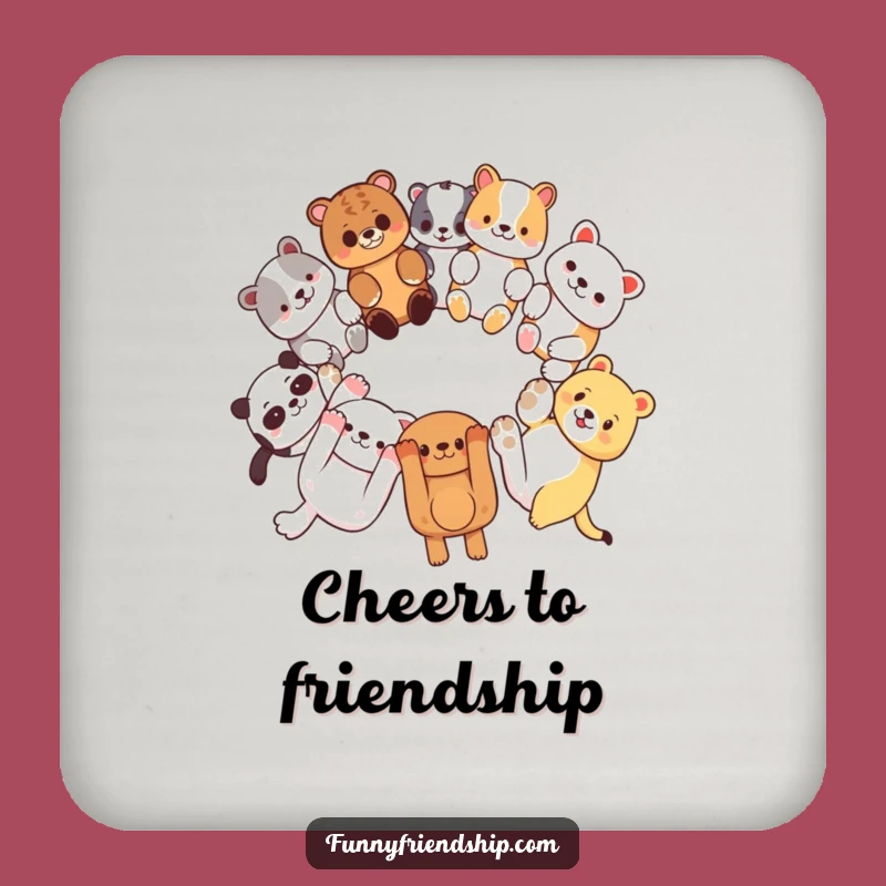 Funny Drink Coasters - Diverse Animals Link Paws, Protect Surfaces with Humor