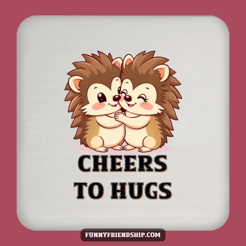 Funny Hedgehog Hug Coasters (Set of 4) - Cute Table Protection Gift