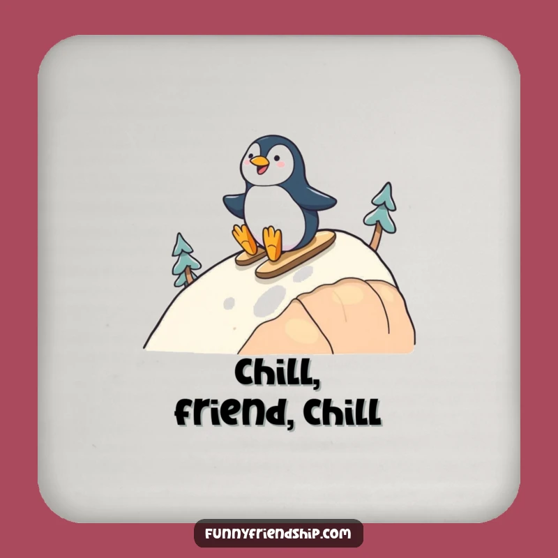 Funny Penguin Friends Drink Coaster: Protects Surfaces with Cheerful Sliding Duo