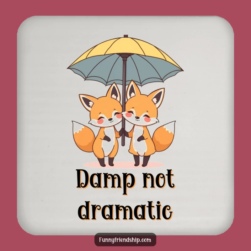 Funny Fox Umbrella Coaster Set: Cute Cartoon Drink Protection, Humorous Table Gift