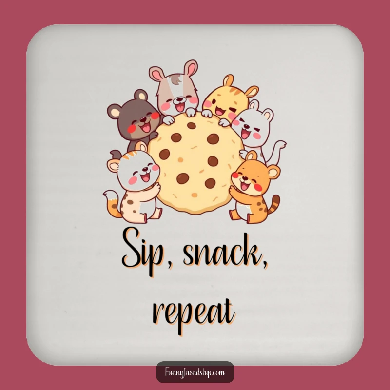 Funny Animal Cookie Party Drink Coaster: Protect Surfaces with Shared Fun