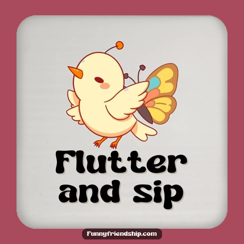 Funny Bird & Butterfly Coasters (Set of 4): Protect Surfaces with Joyful Art