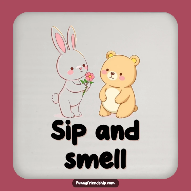 Funny Bunny & Bear Flower Coasters (Set of 4) - Cute Table Protection