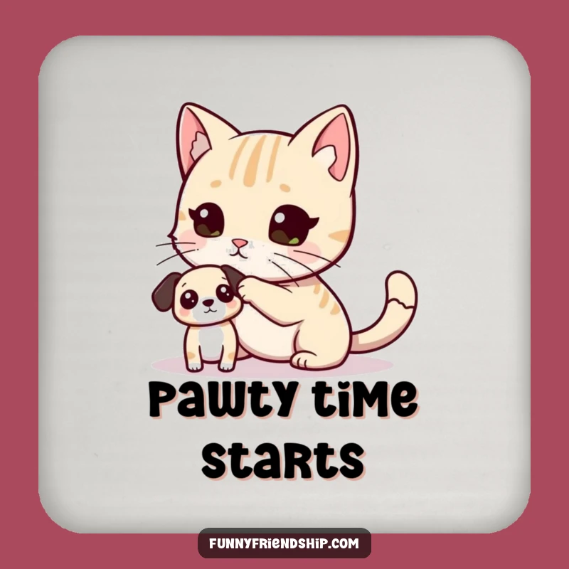 Funny Cat Dog Tag Drink Coaster: Protect Surfaces with Playful Pet Humor