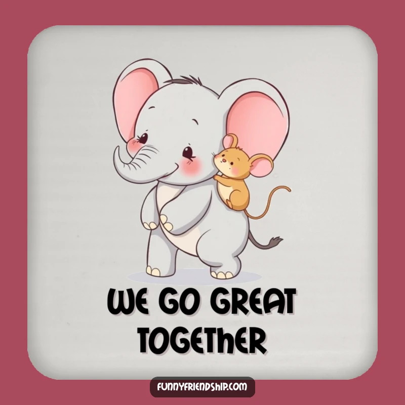 Funny Elephant and Mouse Piggyback Coaster Set: Protect Surfaces with Humor