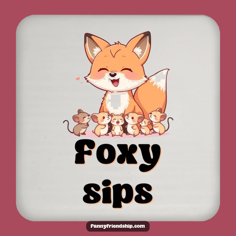 Funny Fox & Mice Laugh Coasters - Protect Surfaces with Whimsy!