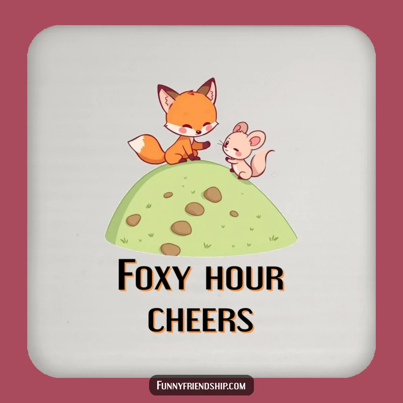 Funny Fox & Mouse Coaster: Protect Surfaces with Support - A Cute Funny Gift!