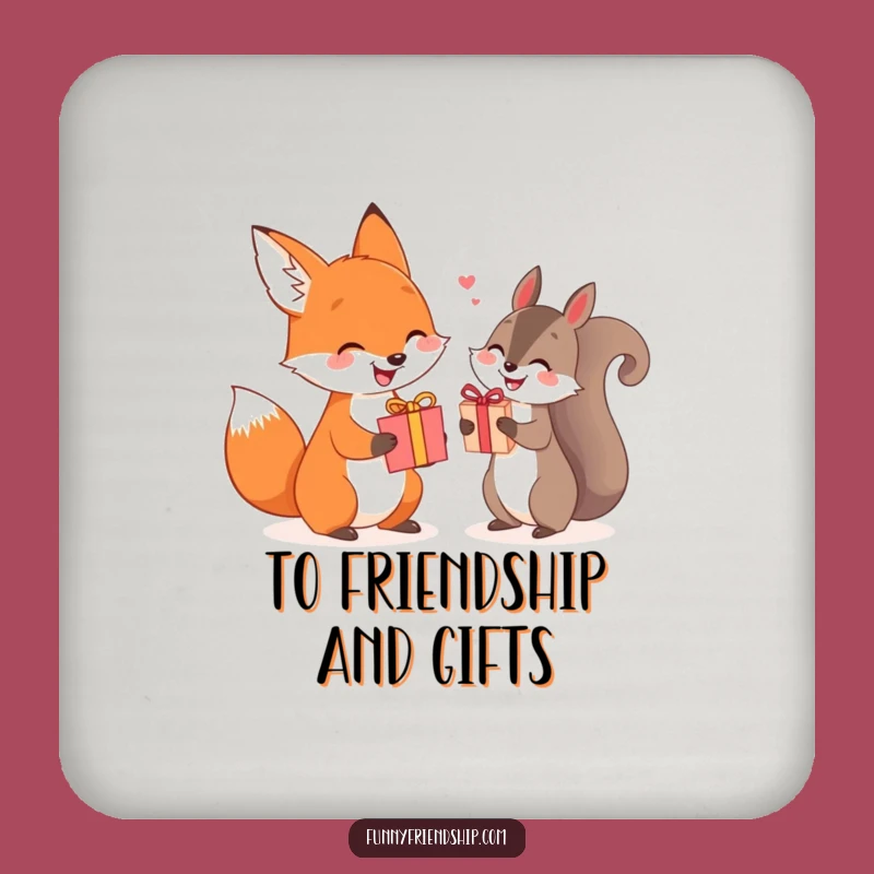Funny Fox Squirrel Gift Drink Coaster: Protect Surfaces with Charm!