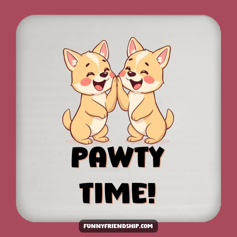 Funny High Five Dogs Coaster: Protect Surfaces with Canine Cheer Gift