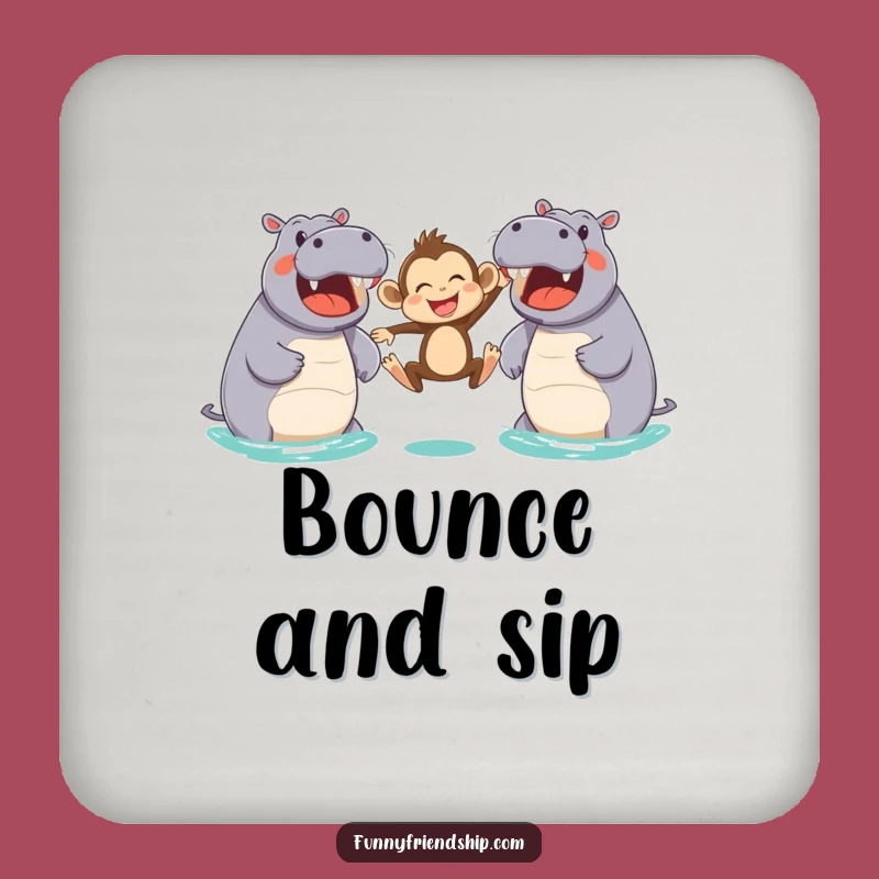 Funny Monkey & Hippo Leap Coasters: Protect Surfaces with Humor
