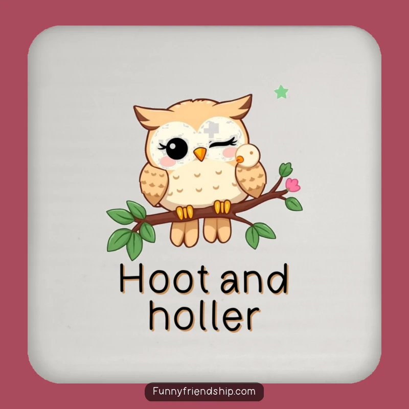 Funny Owl Buddies Coaster Set: Witty Protection for Humorous Tableware