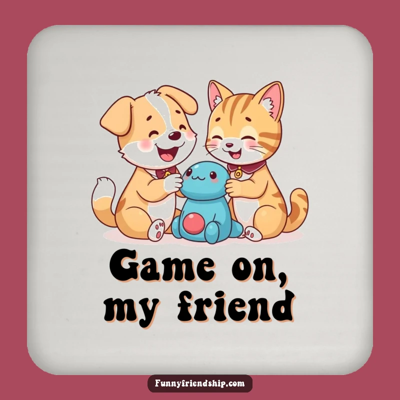 Funny Dog and Cat Friendship Coasters: Hilarious Table Protection Gift