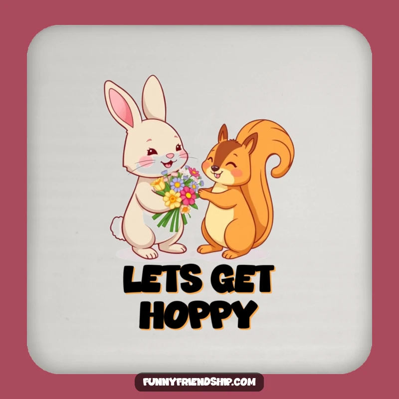 Funny Bunny and Squirrel Flower Drink Coaster: Protect Surfaces with Nature Flair