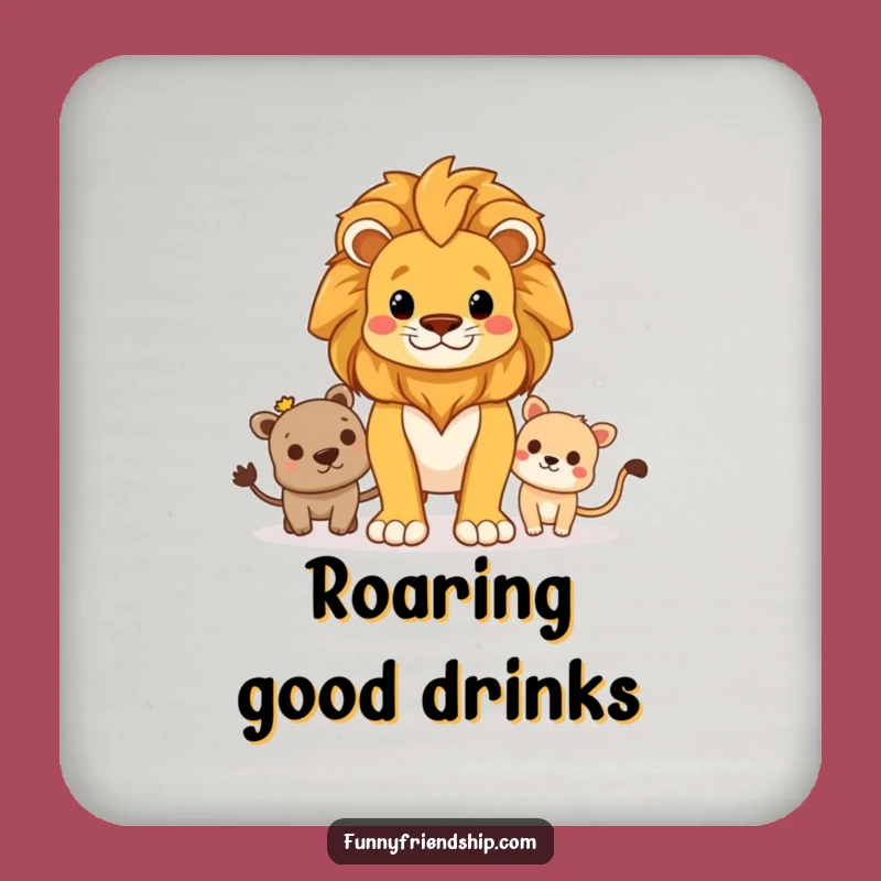 Funny Lion Protector Drink Coaster: Protects Surfaces with Loyal Guard Friend