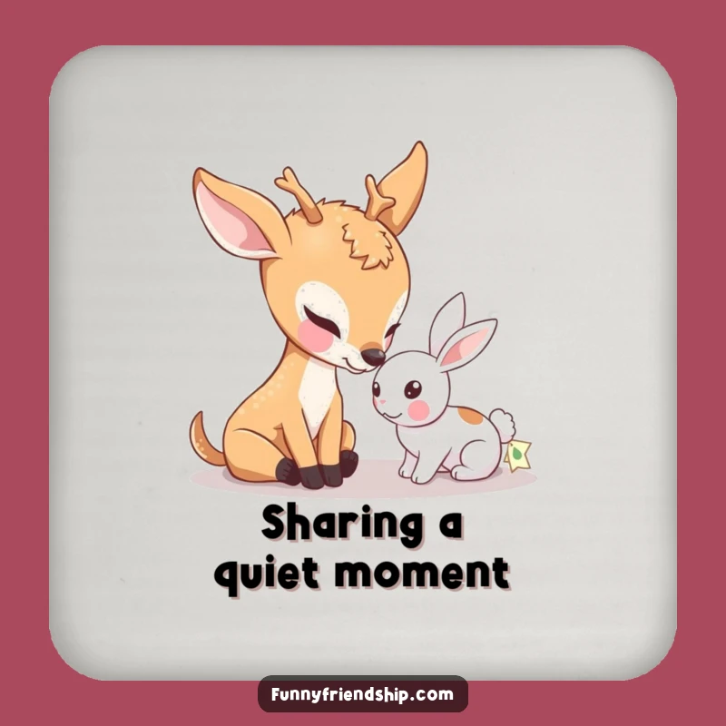 Funny Deer Drink Coaster: Gentle Nudge Friendship Set, Cute Gift
