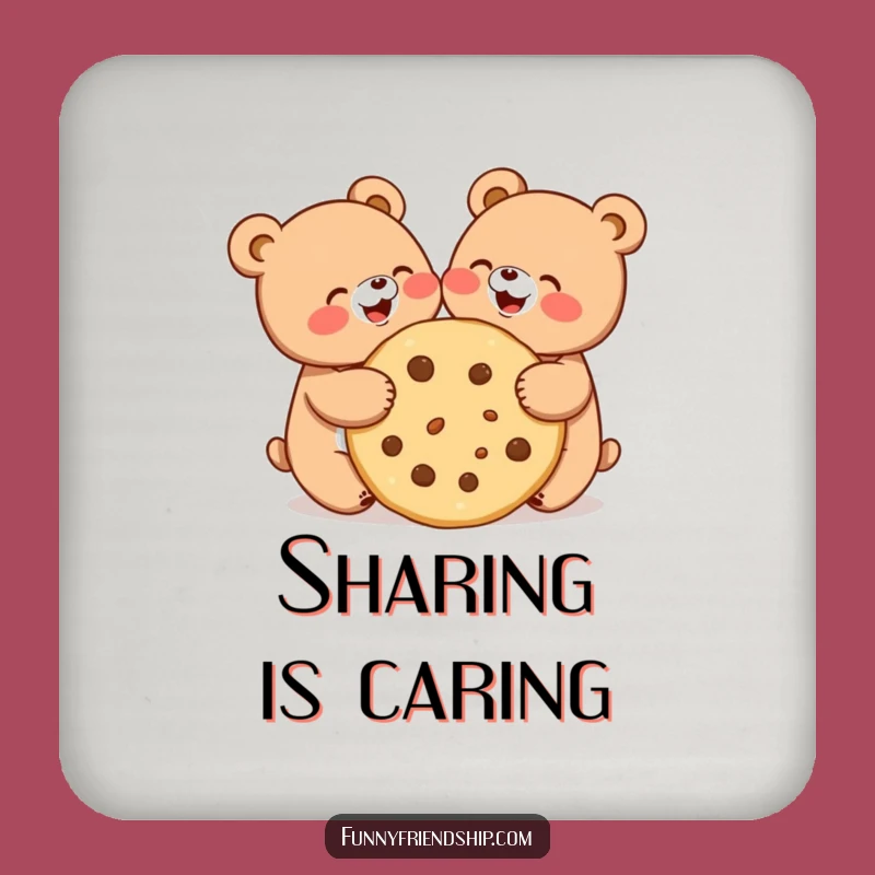 Funny Bear Cookie Sharing Coaster Set - Protect Surfaces With Sweetness!