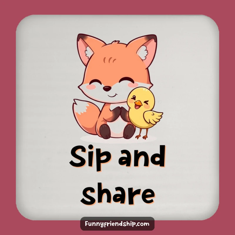 Funny Fox & Bird Secret Drink Coaster: Protect Surfaces with Woodland Charm