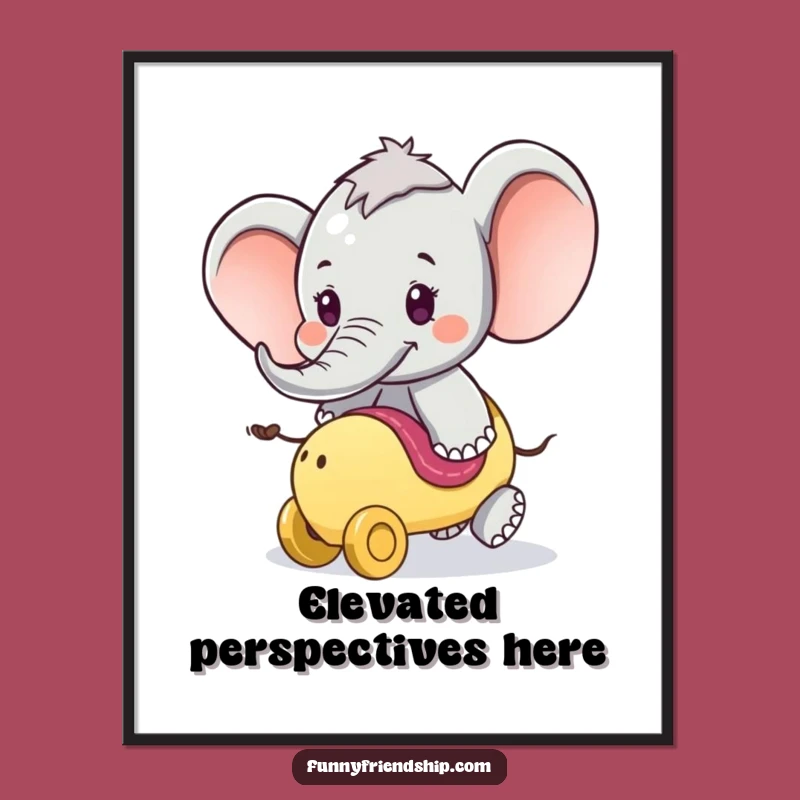 Funny Elephant Ride Poster: Whimsical Art Print for Adventurous Decor