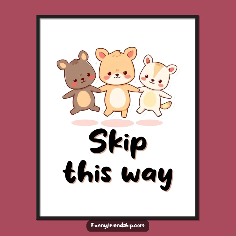 Funny Animal Friends Poster: Joyful Circle Wall Art Print Gift