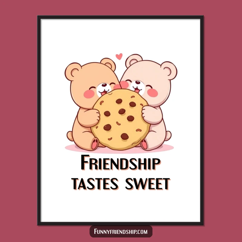 Funny Bear Cookie Sharing Poster: Add Sweetness to Your Walls