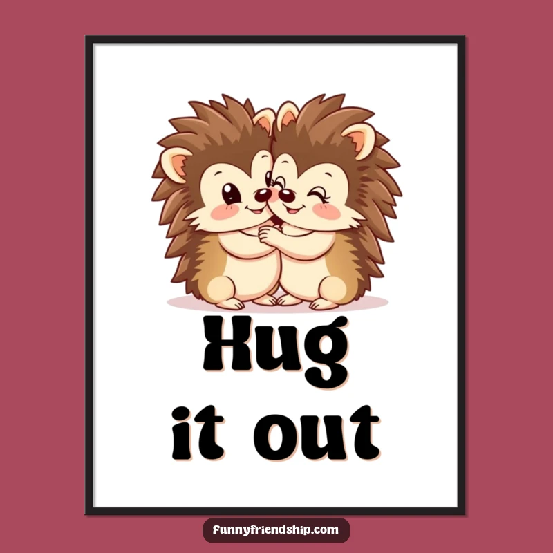 Funny Hedgehog Hug Poster - Cute Animal Art Print for Charming Decor