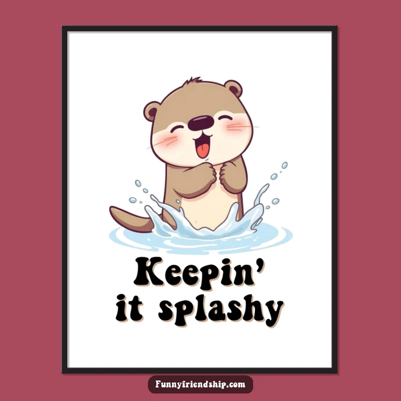 Funny Otter Splash Poster: Vibrant Wall Art, Hilarious Animal Decor, Perfect Gift