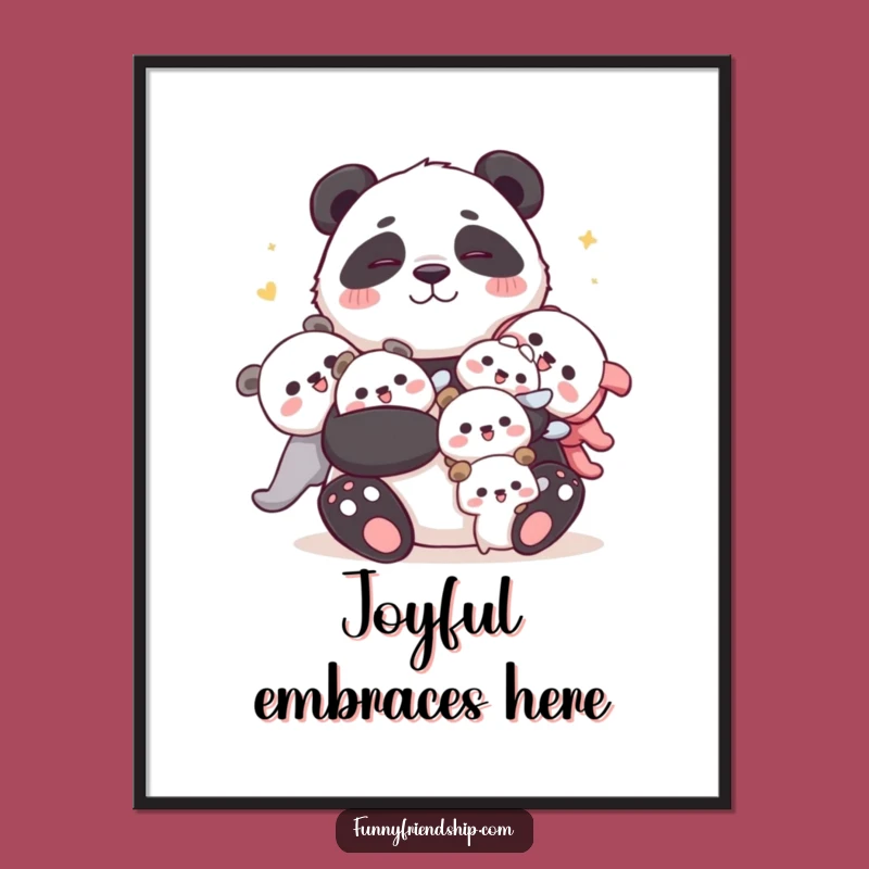 Funny Panda Hug Poster: Adorn Your Walls with This Cuddly Character's Joyful Art