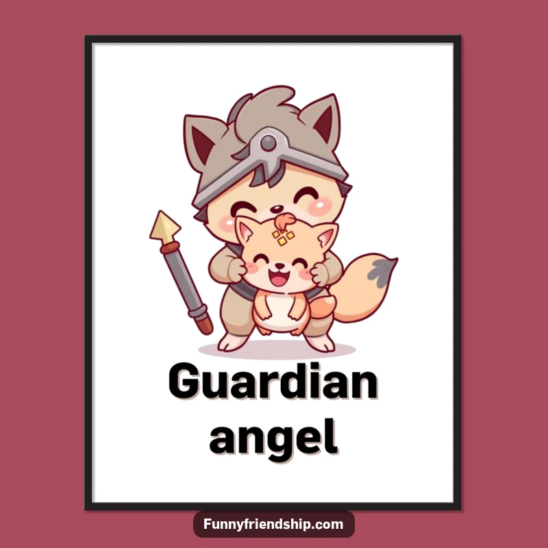 Funny Protector Pals Poster: Brave Friendship Art Funny Gift