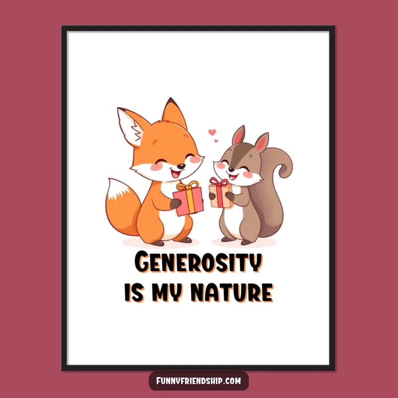 Funny Fox Squirrel Gift Poster: Decorate with Joyful Giving!