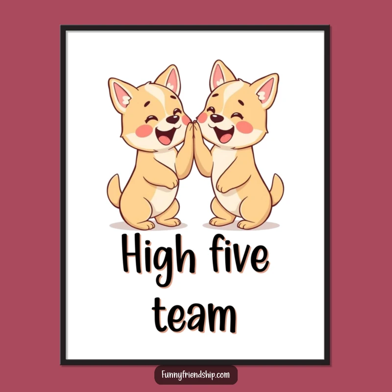 Funny High Five Dogs Poster: Celebrate Friendship Wall Art Gift