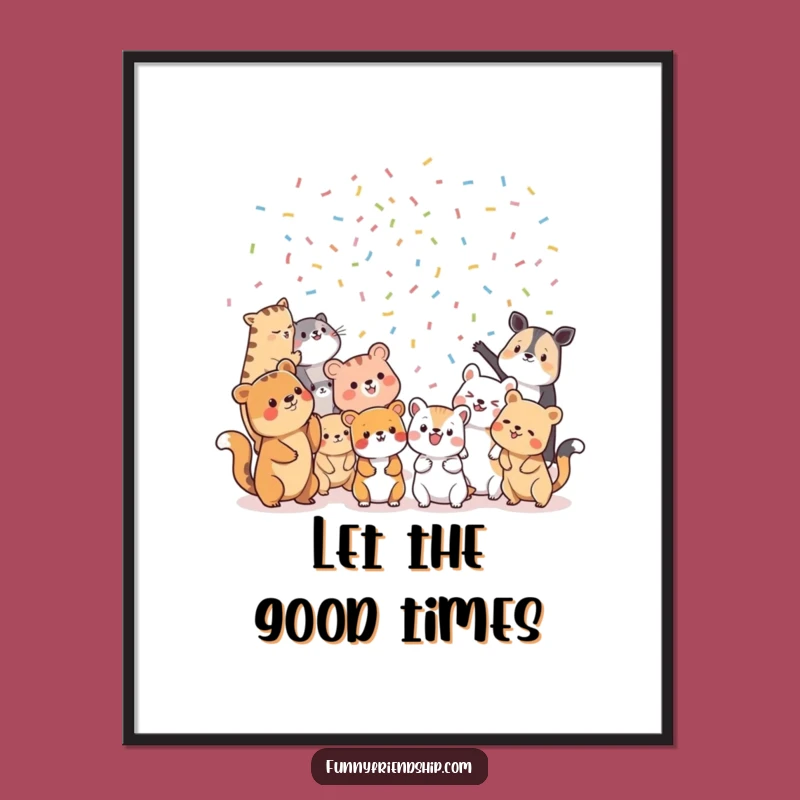 Funny Animal Confetti Poster: Hilarious Wall Art for a Perpetual Party