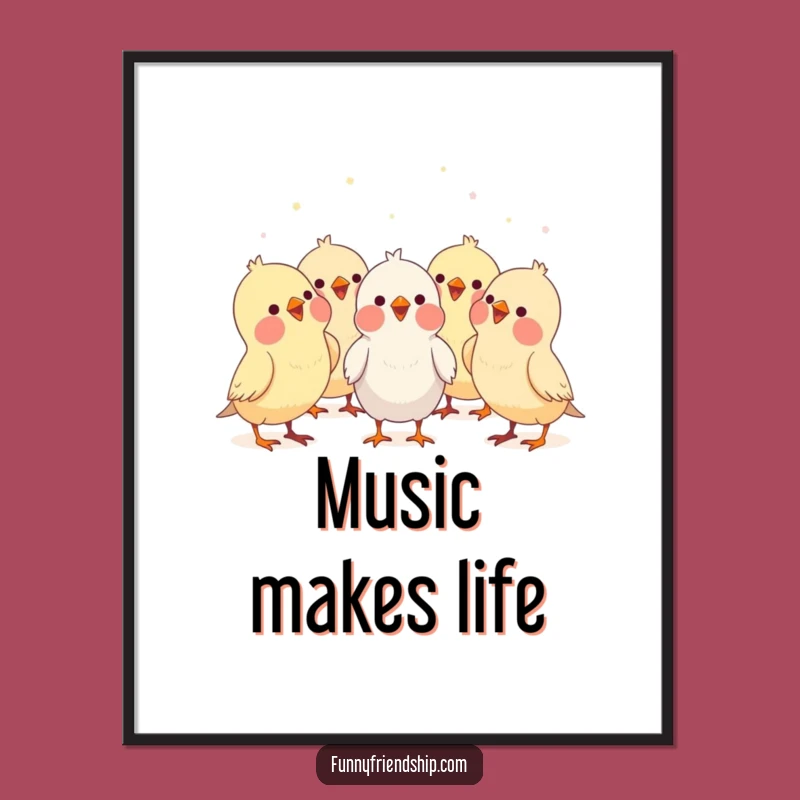 Funny Bird Choir Poster: Whimsical Cartoon Wall Art for Music Lovers