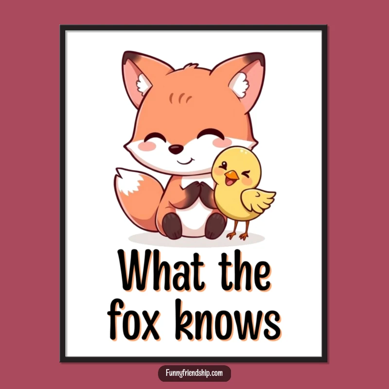 Funny Fox & Bird Secret Poster: Hilarious Wall Art for Enchanted Spaces
