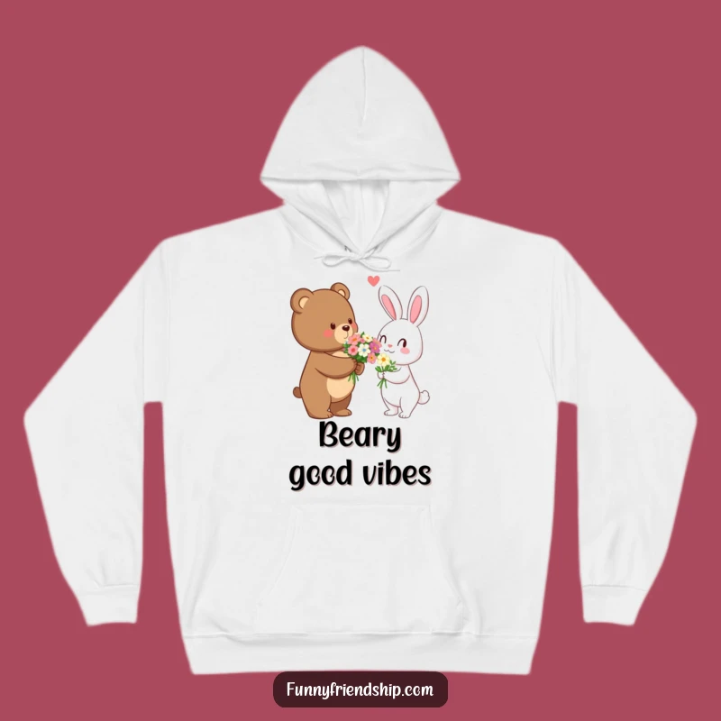 Cozy Bear's Bouquet Hoodie: Warm Hugs & Flowers - A Funny and Romantic Funny Gift!