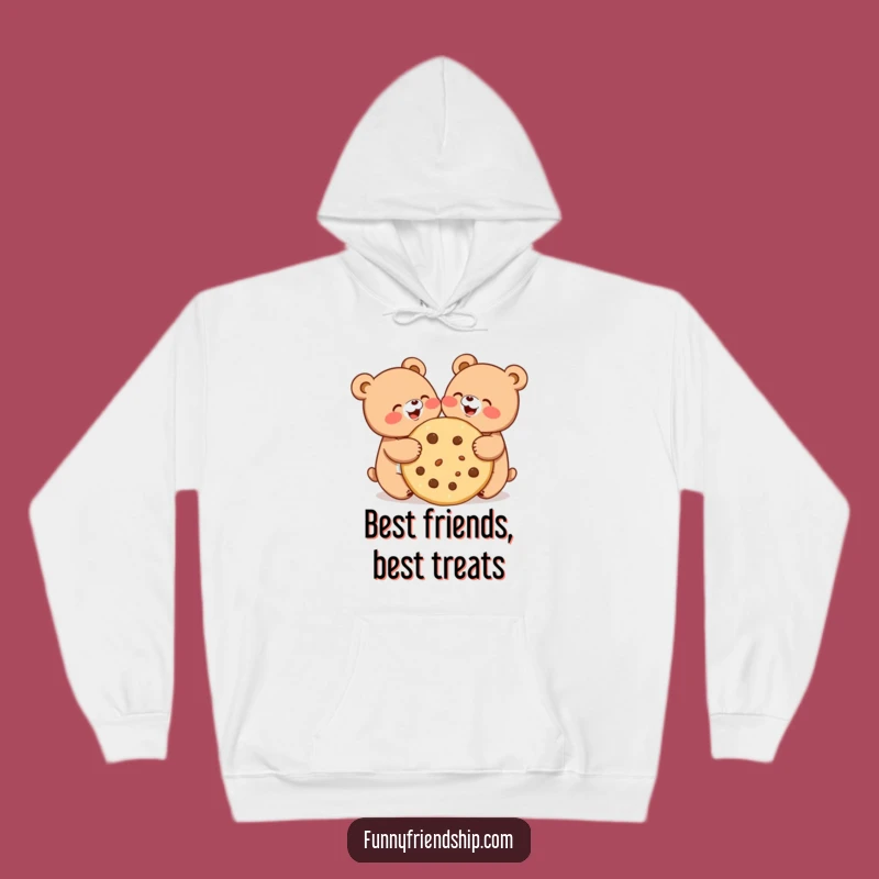 Funny Bear Cookie Hug Hoodie - Cozy Friendship & Sweets!
