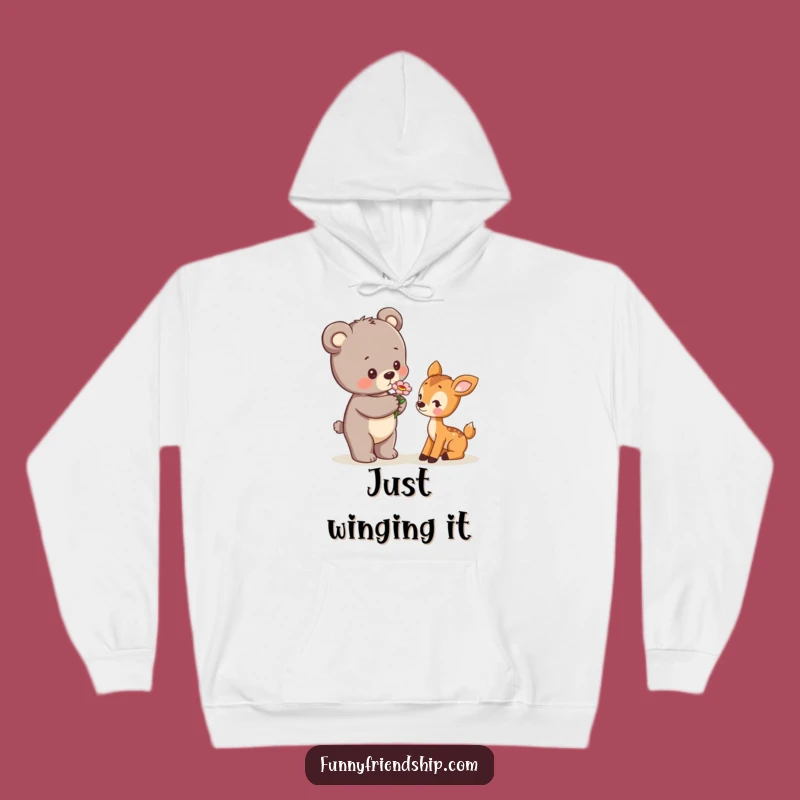Funny Bear Cub & Deer Hoodie: Cozy Cute Animal Lover Gift