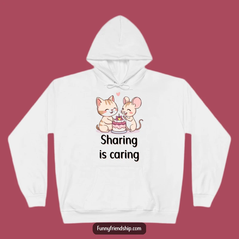 Funny Cat Mouse Cake Hoodie: Cozy Friendship Wear Gift