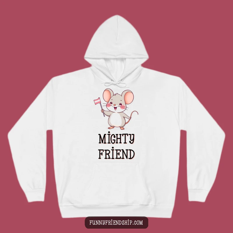 Cozy Funny Mouse Friendship Flag Hoodie - Warm Hugs & Tiny Banners!