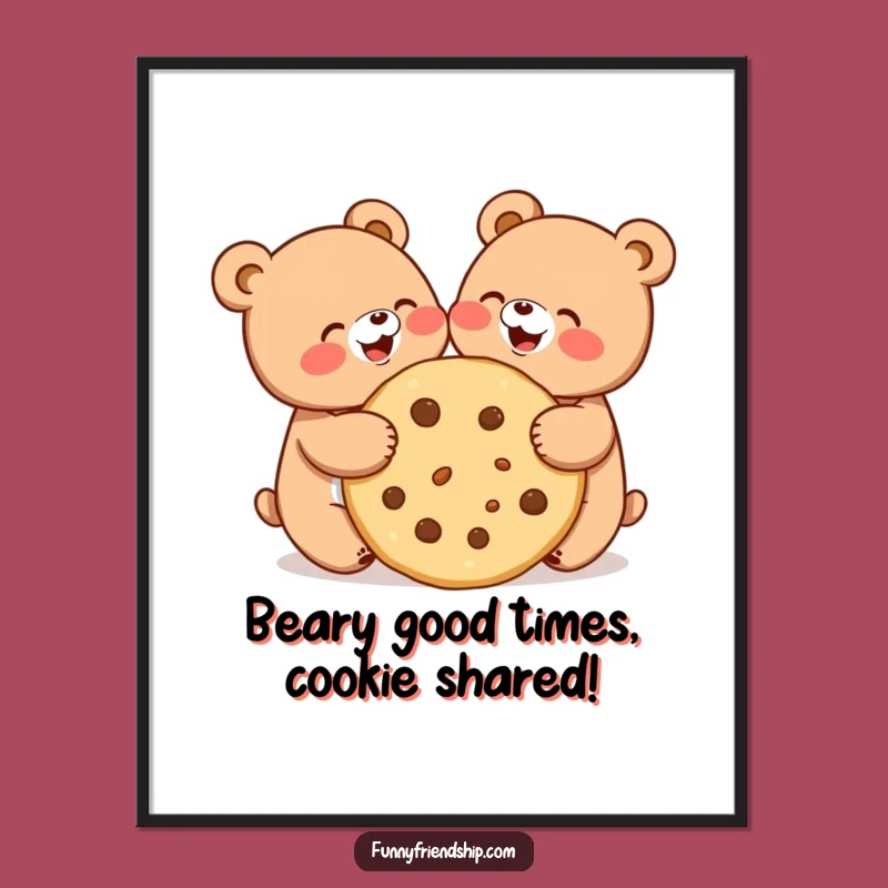 Funny Free Printable Bear Wall Art: Sharing Cookie Bears Humorous Downloadable Decor