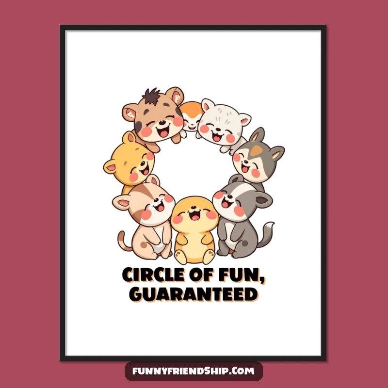 Free Printable Wall Art: Hilarious Animal Circle Laughing, Funny Downloadable Decor for Your Home